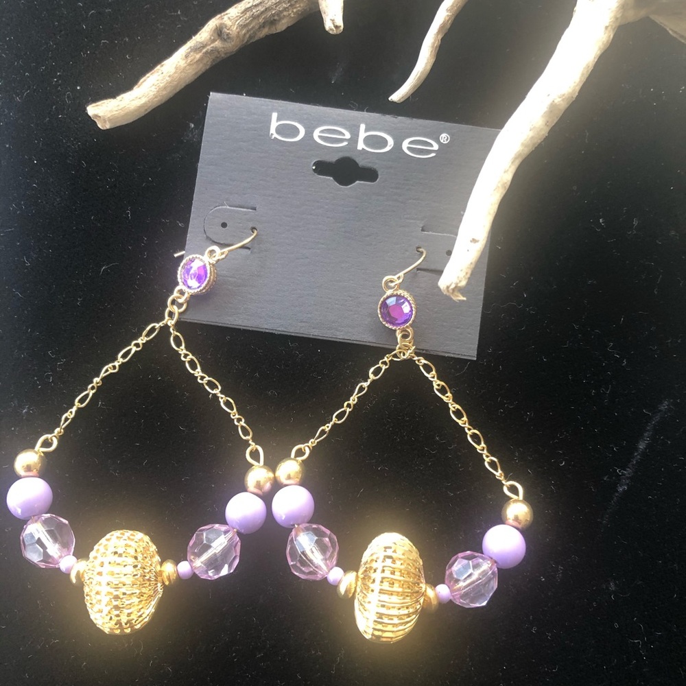 Bebe purple chandelier earrings NWT